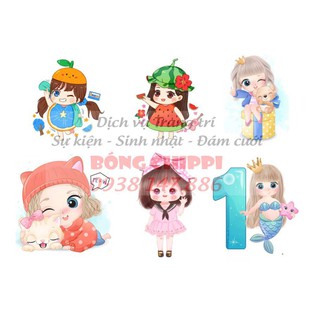 (GIẢM GIÁ)  Hình chibi bé gái dùng để lưu giữ và trang trí sinh nhật