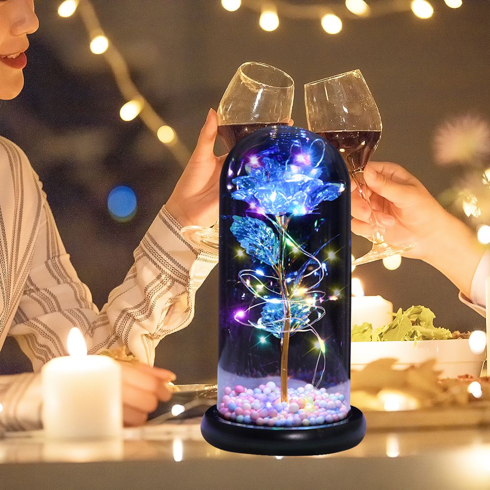 Hoa hồng nhân tạo trong lồng kính độc đáo có đèn LED làm quà tặng sinh nhật / lễ tình nhân cho mẹ/ vợ/ nữ