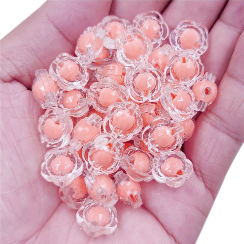 Bộ 20 Hạt Nhựa Trong Suốt Hình Hoa 13mm Làm Vòng Tay/Vòng cổ
