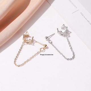 Khuyên vành tai hàn dạng dây mảnh mặt thiết kế hình vương miện phong cách nữ tính