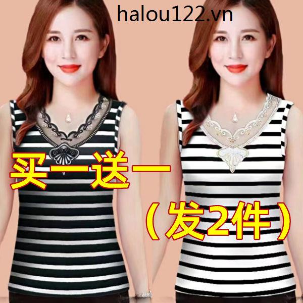 Set 1-2 Áo Thun Sát Nách Cổ Phối Ren In Họa Tiết Thời Trang Mùa Hè Cho Nữ