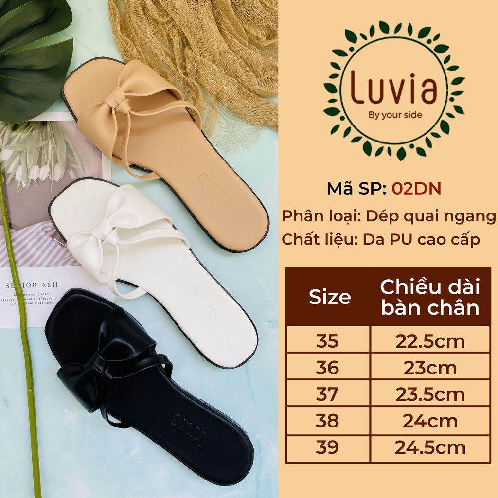 Dép nữ quai ngang thời trang đẹp cute thắt nơ Luvia 02DN