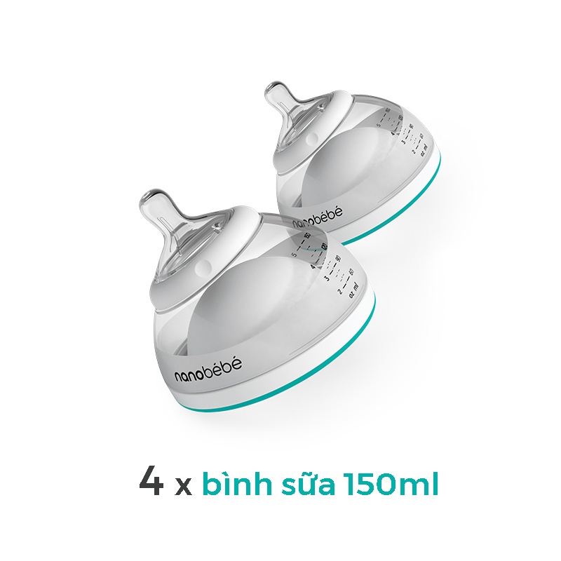 Combo bình sữa cho bé Nanobebe 17 chi tiết 4 bình sữa, 4 núm silicon, 2 núm giả, máy tiệt trùng, bát hâm sữa,. BAHACHIHA
