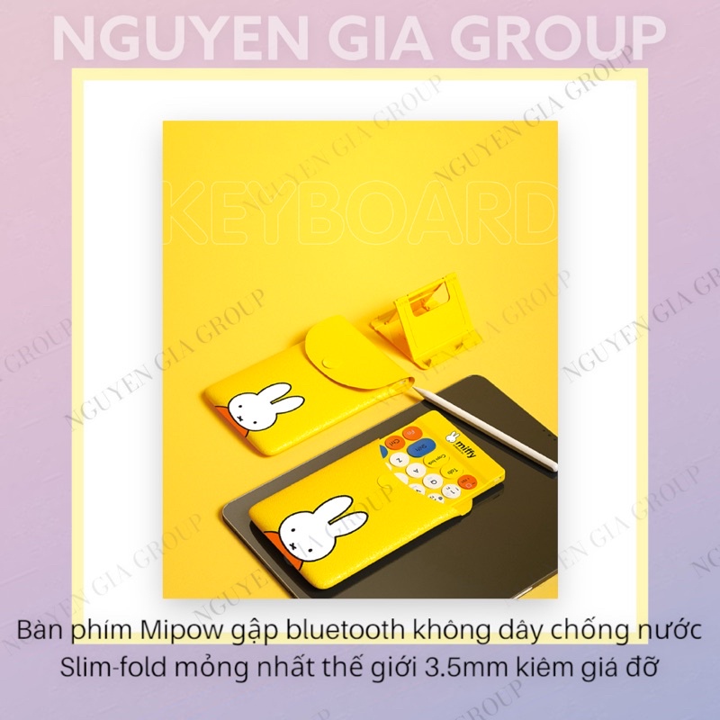 Bàn phím Mipow gập bluetooth không dây chống nước Slim-fold mỏng nhất thế giới 3.5mm kiêm giá đỡ tại Nguyễn Gia group Q5