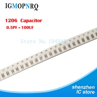 Set 100 tụ điện gốm 1206 50v smd 0.5pf-100uf 10nf 100nf 1uf 2.2uf 4.7uf 10uf 1pf 6pf chuyên dụng