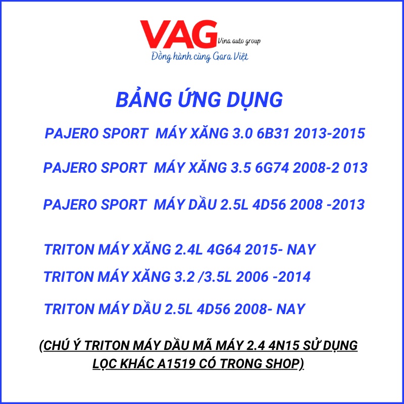 Lọc Gió Động Cơ Triton, Pajero sports Chính Hãng Js Nhật Bản A3505- 1500A098