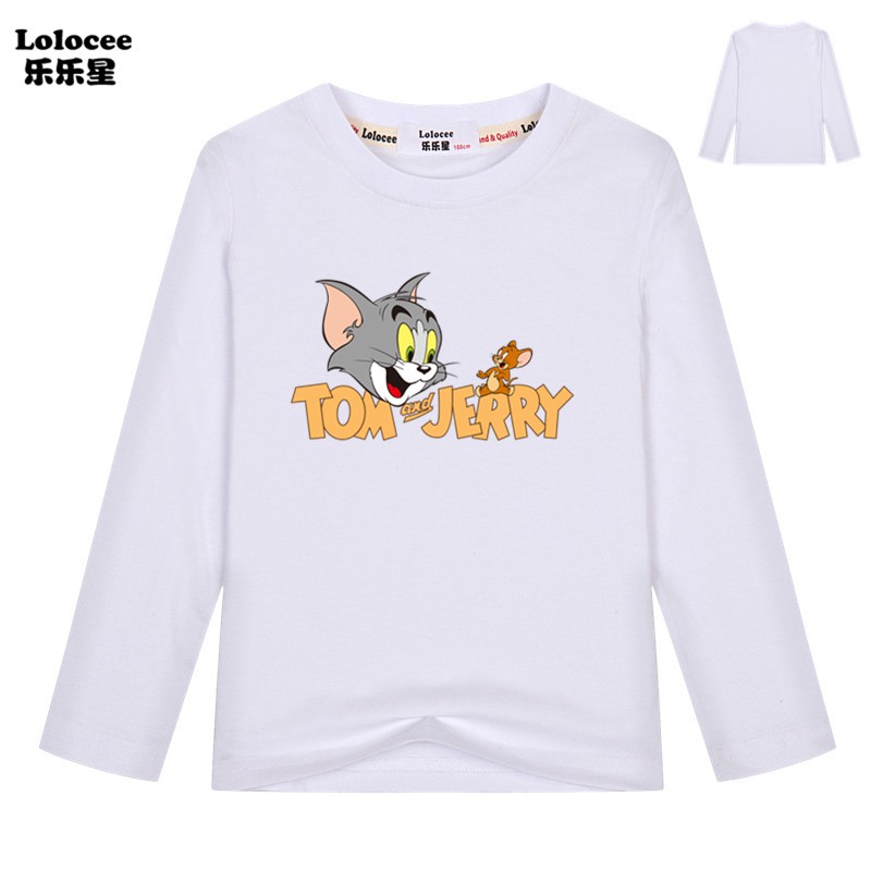 Áo Thun Dài Tay In Hình Tom &amp; Jerry Cho Bé