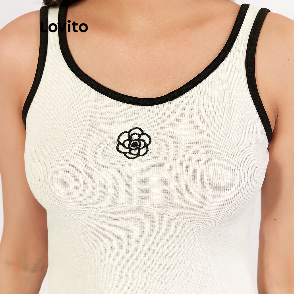 Áo Lovito hở vai thêu hoa có nơ phía trước đơn giản L18X075 (màu trắng) | BigBuy360 - bigbuy360.vn