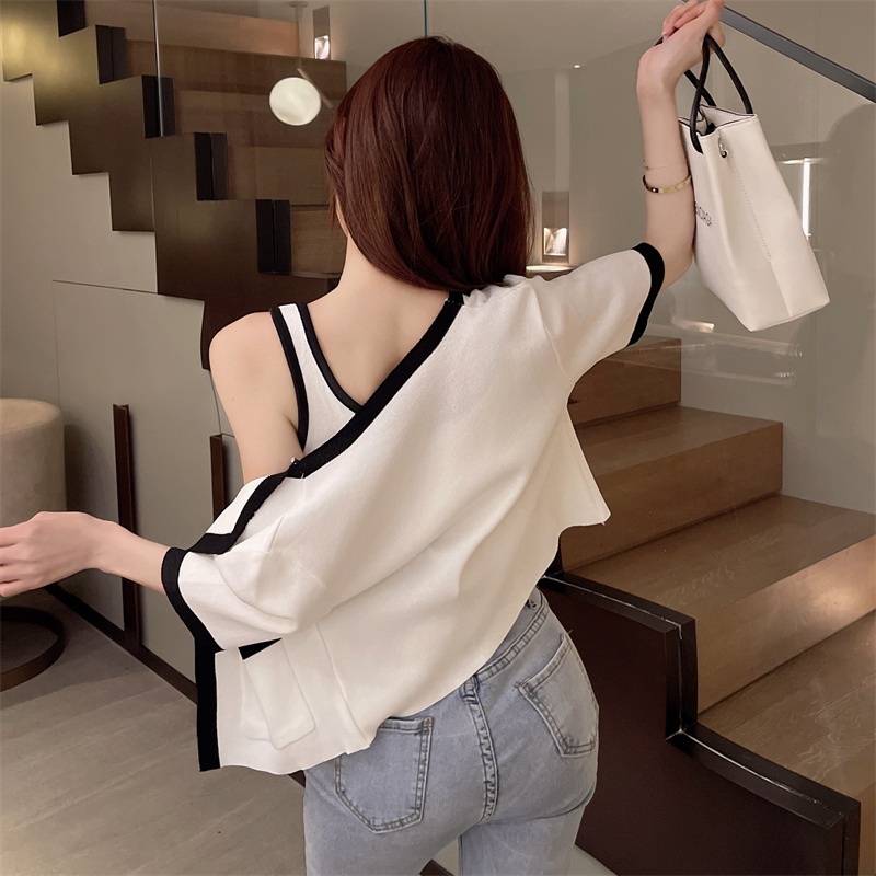 QKOOLE  Áo Khoác Cardigan Nữ Ngắn Tay Thời Trang Hàn Quốc