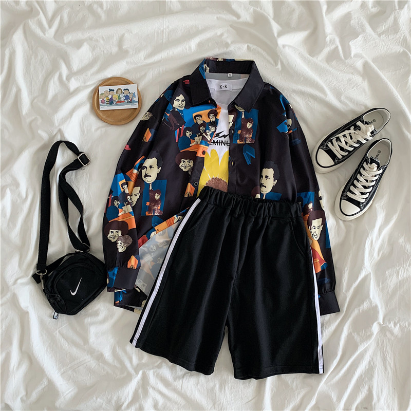 NRVP Áo Sơ Mi Tay Dài Dáng Rộng In Họa Tiết Xinh Xắn Phong Cách Hàn Quốc 2020 Trẻ Trung Cá Tính Cho Nữ