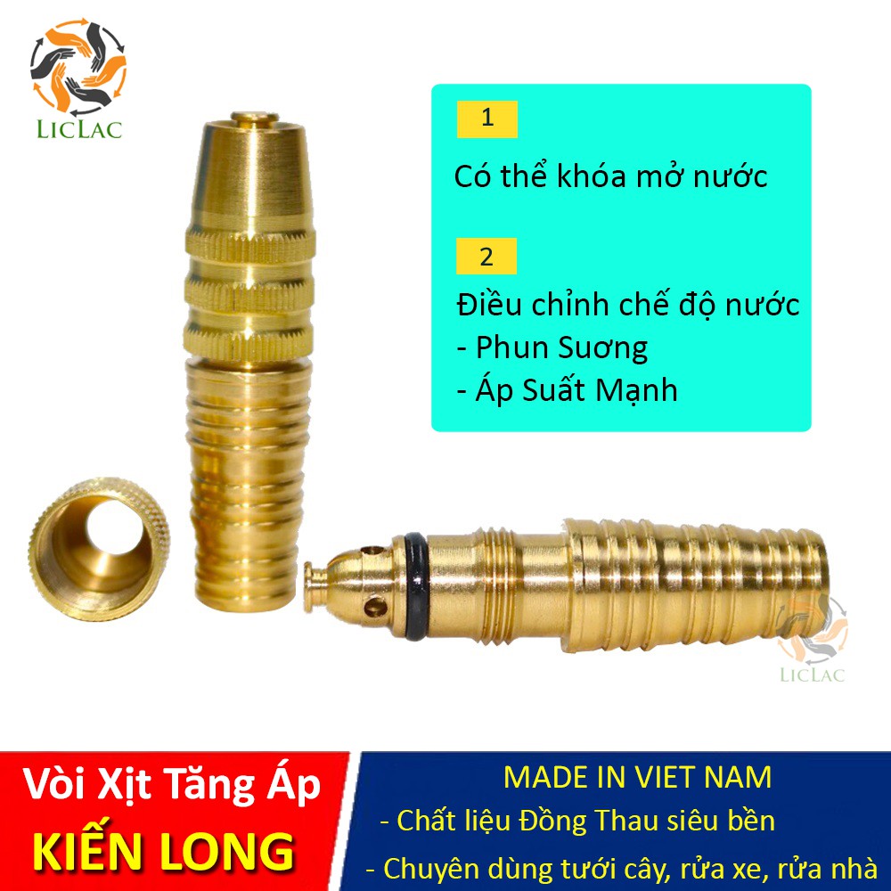 Vòi xịt nước tăng áp Kiến Long chuyên dùng rửa xe, tưới cây có thể khóa hoặc mở nước - LICLAC