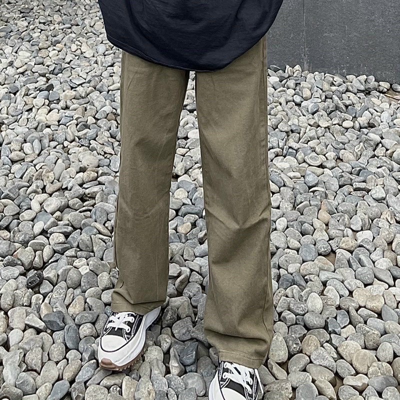 Quần jeans nữ dáng suông màu rêu siêu hack chân