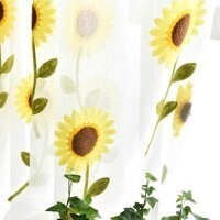 VẢI VOAN THÊU Hoa Hướng Dương - Hoa Oải Hương - Lá Cây Phù Hợp Decor mọi góc phòng