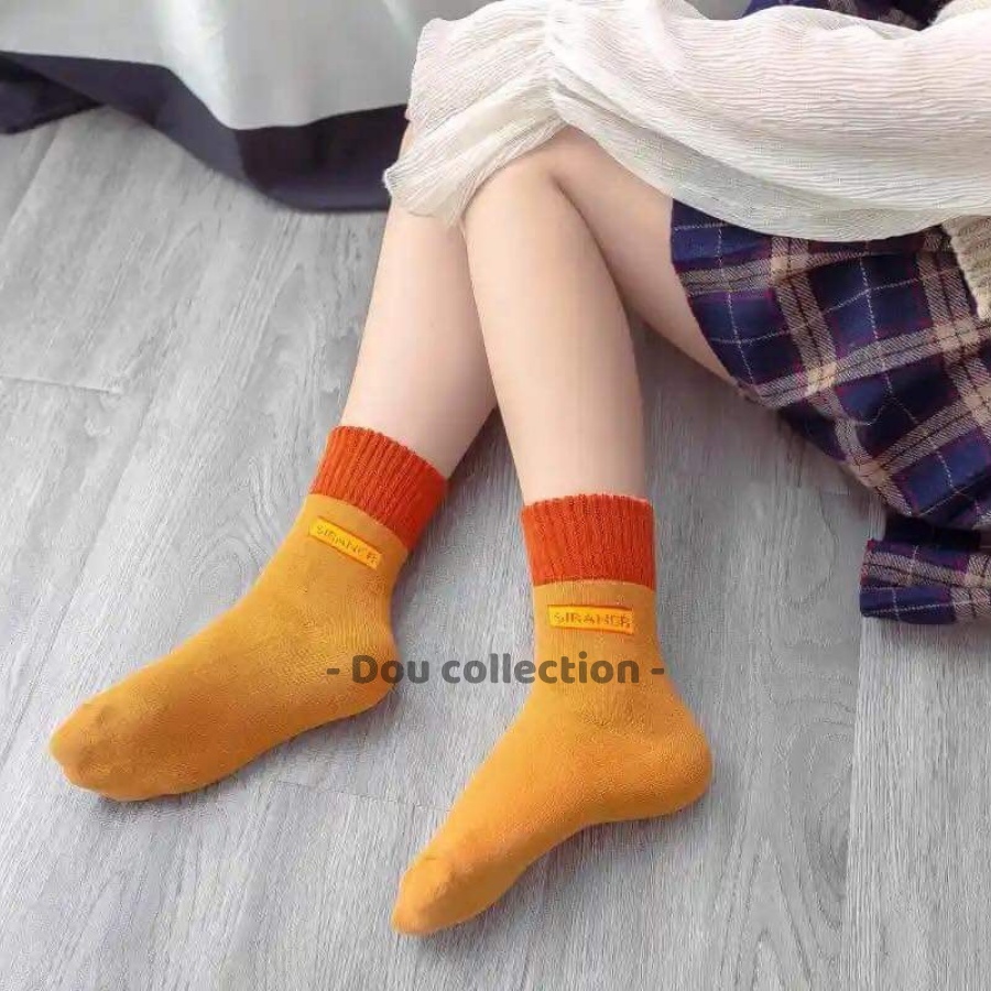 [Nowship2h] Vớ Tất Len Unisex Cổ Cao Trơn Đan Len Dày Họa Tiết STRANGER Thời Trang Vintage Thu Đông - Mã TV027