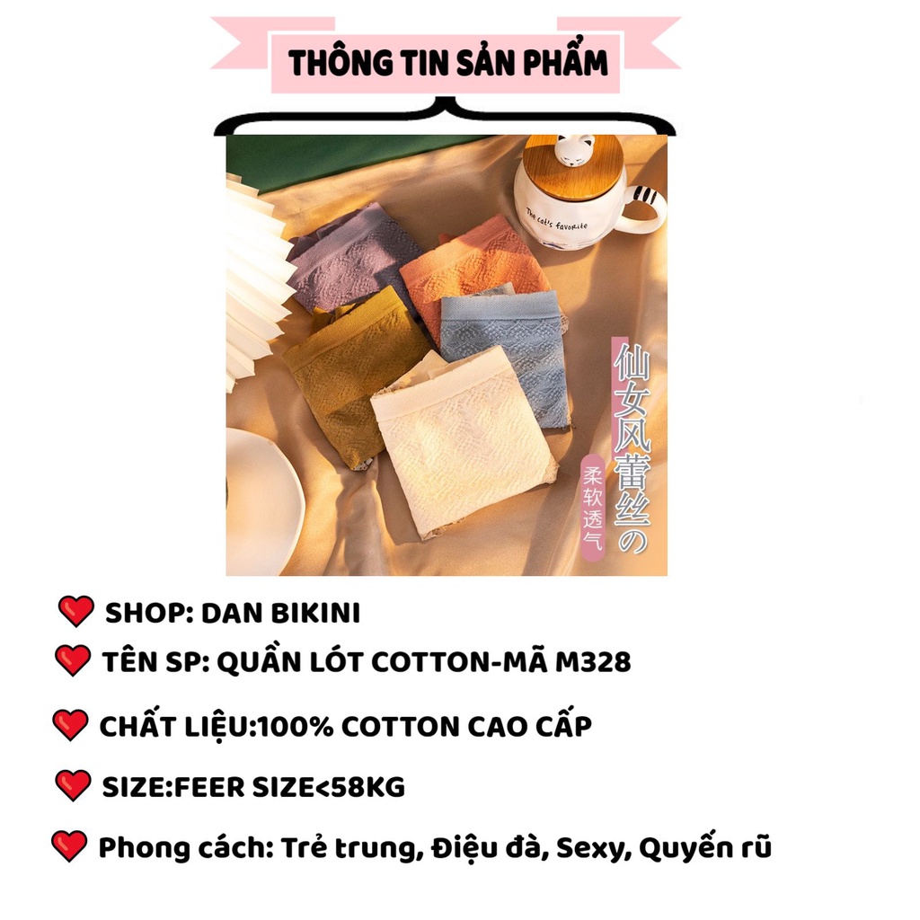 Quần Lót Nữ Cotton Dệt Kim thoáng mát thiết kế viền ren cao cấp MÃ M328
