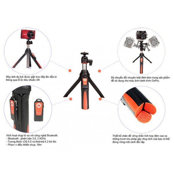 Gậy quay tik tok, selfie, livestream Mefoto MK10 - Benro MK10 - Tripod Điện thoại - Chính Hãng