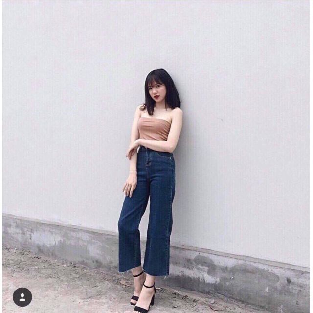 [Giá siêu rẻ] Quần baggy jeans ống loe lưng cao, 2 màu đậm nhạt, kèm ảnh thật