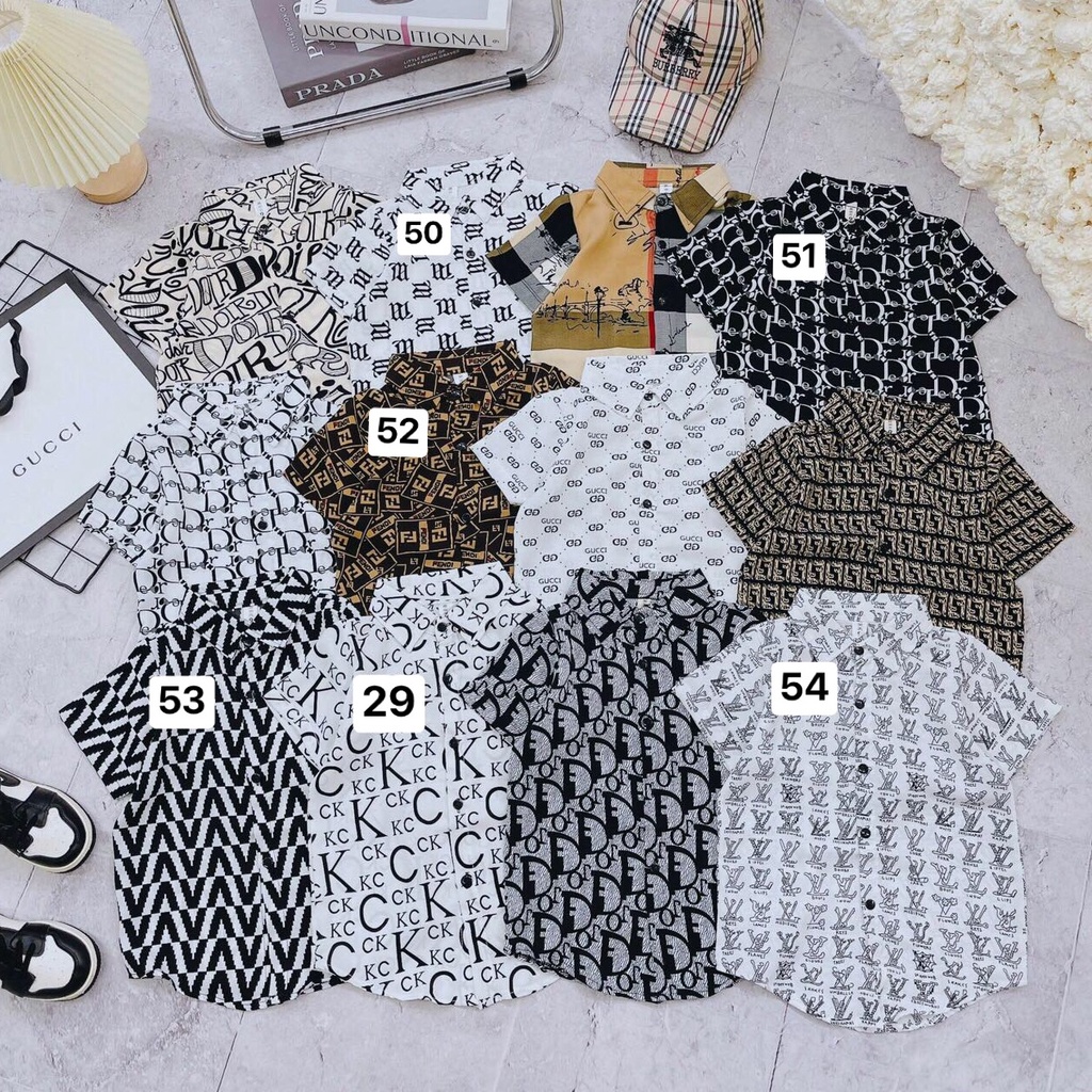SIZE ĐẠI 20-31kg: Áo sơ mi lụa NGẮN tay ĐẠI cực chất cho bé trai - SMNTD