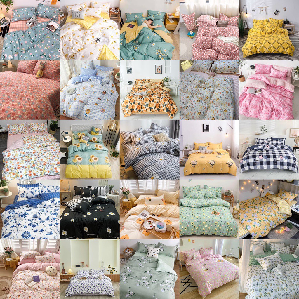 Bộ chăn ga gối đệm Cotton Poly nhập khẩu Hàn Quốc nhiều mẫu, drap giường bedding (Chọn Mẫu Ib Shop)