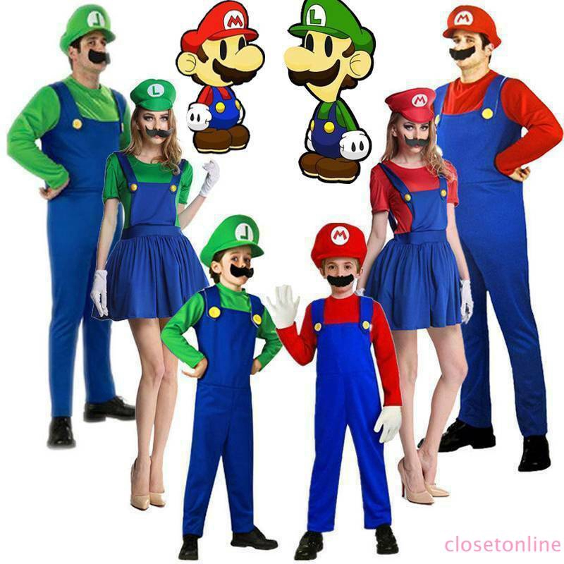 Bộ trang phục hóa trang nhân vật Mario và Luigi cho gia đình dịp Halloween