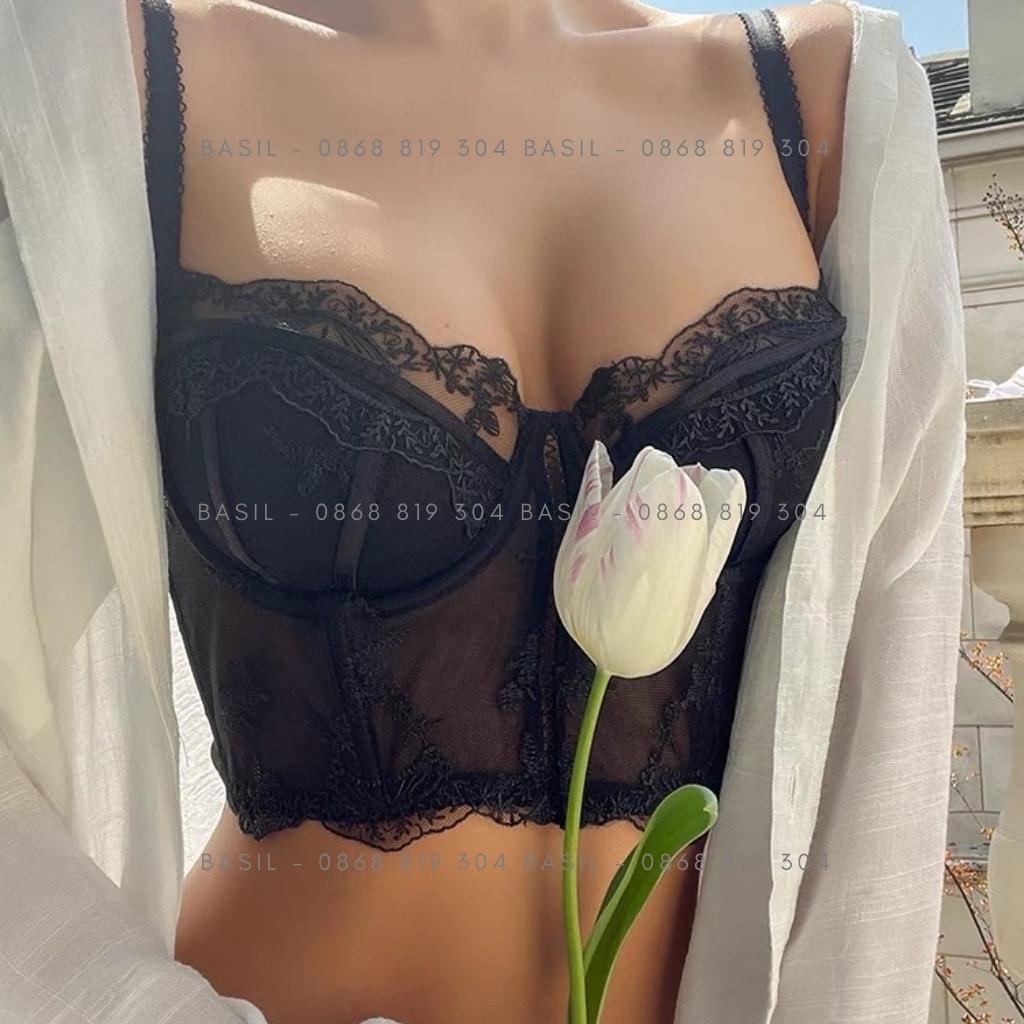 Áo lót conrset DA01 Basil nữ thêu ren cổ điển đệm mỏng có gọng nâng ngực