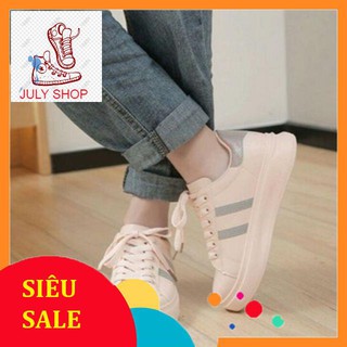 Giày thể thao trắng hồng 2 vạch kẻ phát sáng