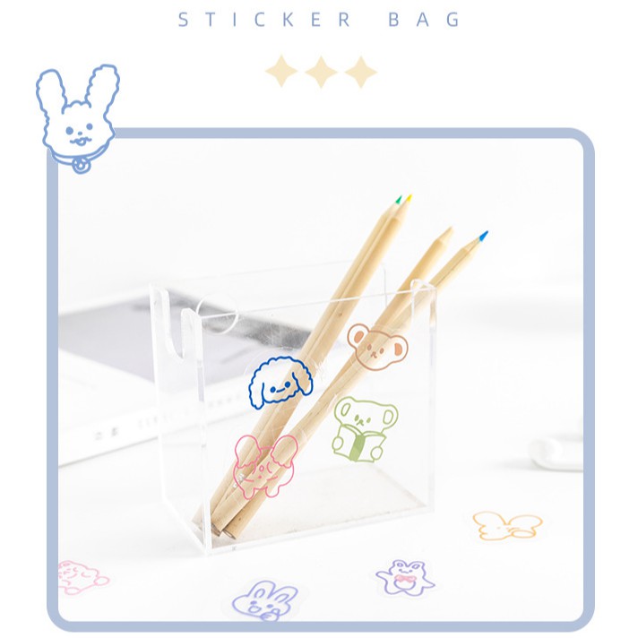 &lt;Ảnh Thật Shop Chụp&gt; Set 40 Miếng Sticker Hình Dán Xinh Xắn Trang Trí Sổ Tay Mohamm Điện Thoại Vở Khay Đựng Bút M028