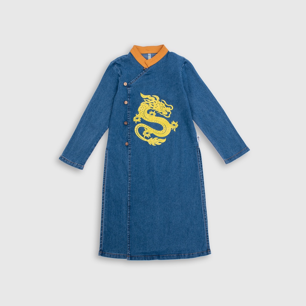 Áo Dài Jean Cho Bé Trai BeeKids thiết kế họa tiết rồng in nhiệt 8AJ01535DX