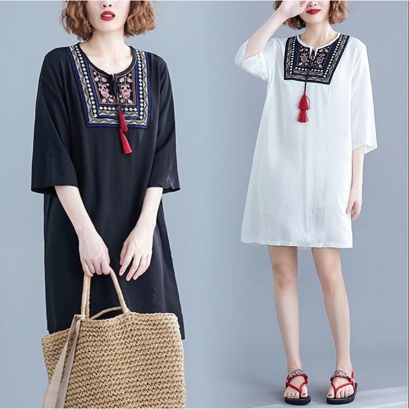 Đầm suông thổ cẩm Boho