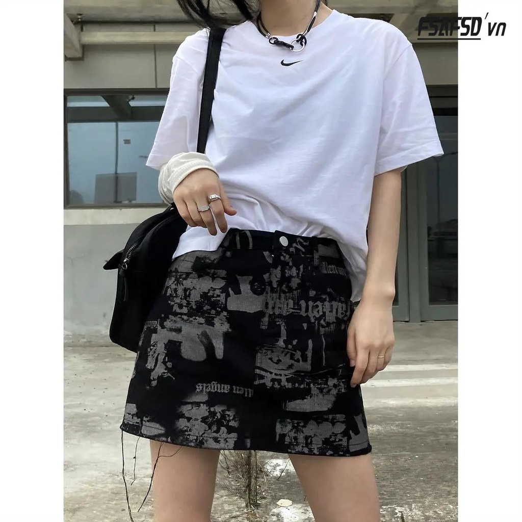 Chân Váy Denim Lưng Cao Plus Size