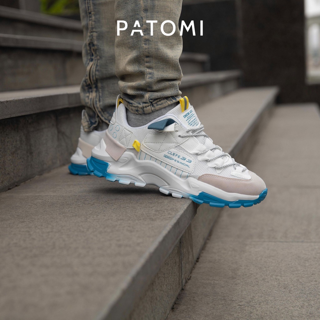 Giày thể thao nam tăng chiều cao chính hãng PATOMI, giày sneaker nam trắng xanh phong cách ulzzang Hàn quốc – G376
