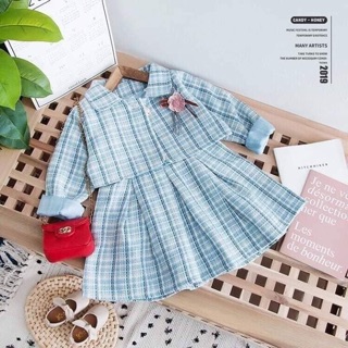 Set áo váy dạ bé gái