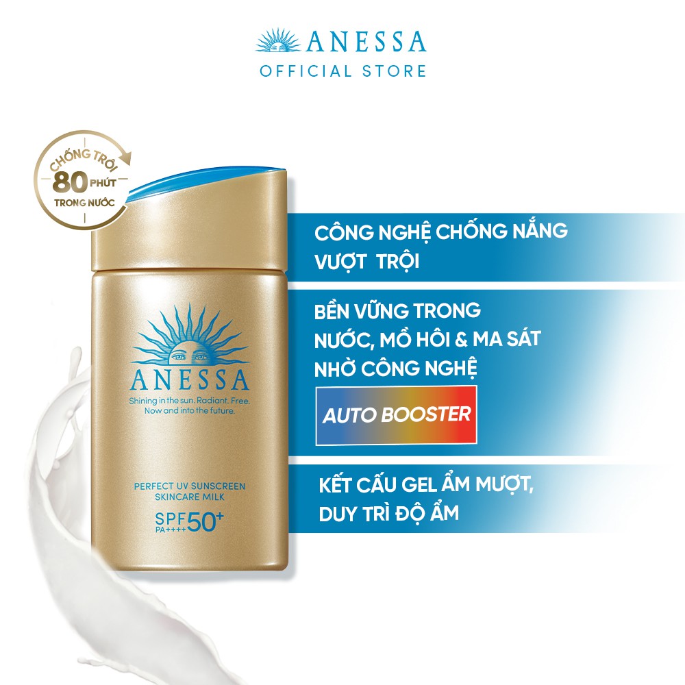 Sữa chống nắng dưỡng da kiềm dầu bảo vệ hoàn hảo Anessa Perfect UV Sunscreen Skincare Milk N SPF50+ PA++++ 60ml
