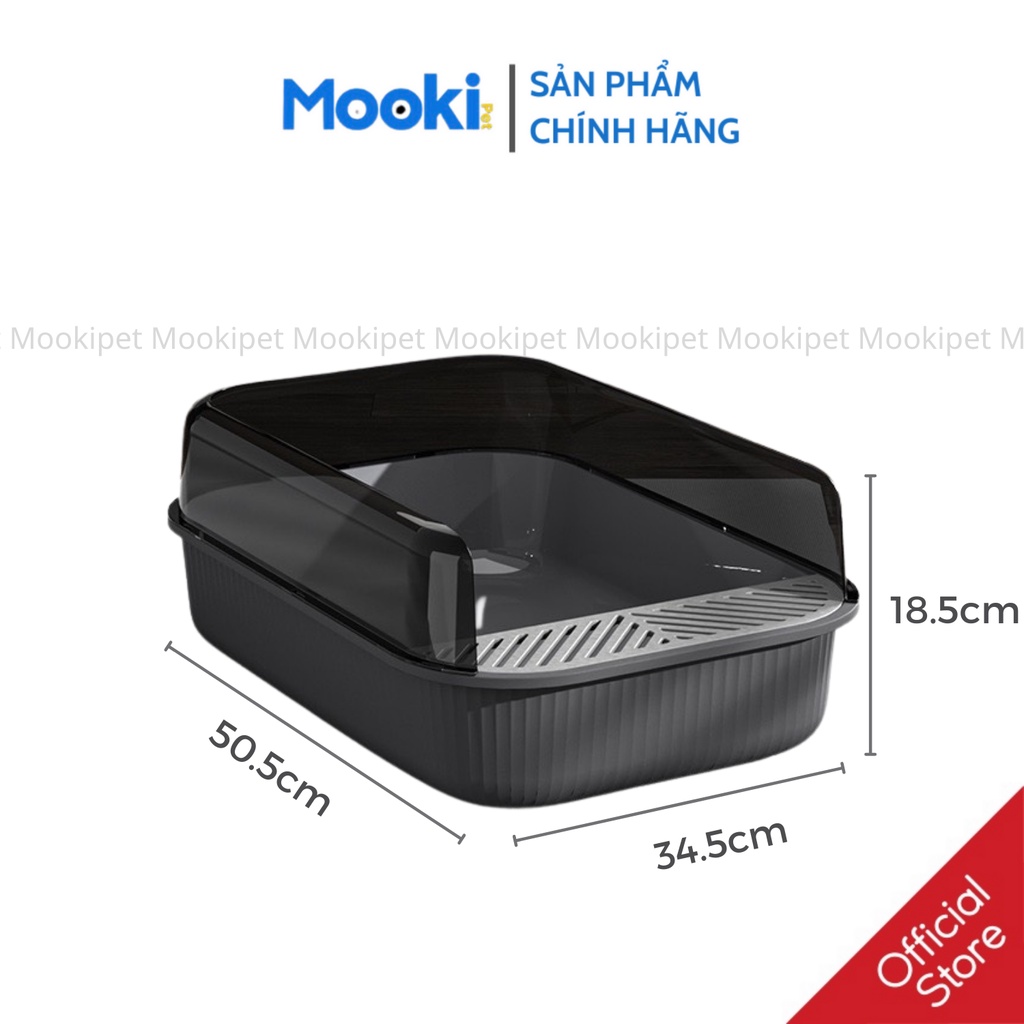 Chậu vệ sinh cho chó mèo chống bắn có rào chắn size lớn - tặng kèm xẻng MOOKIPET