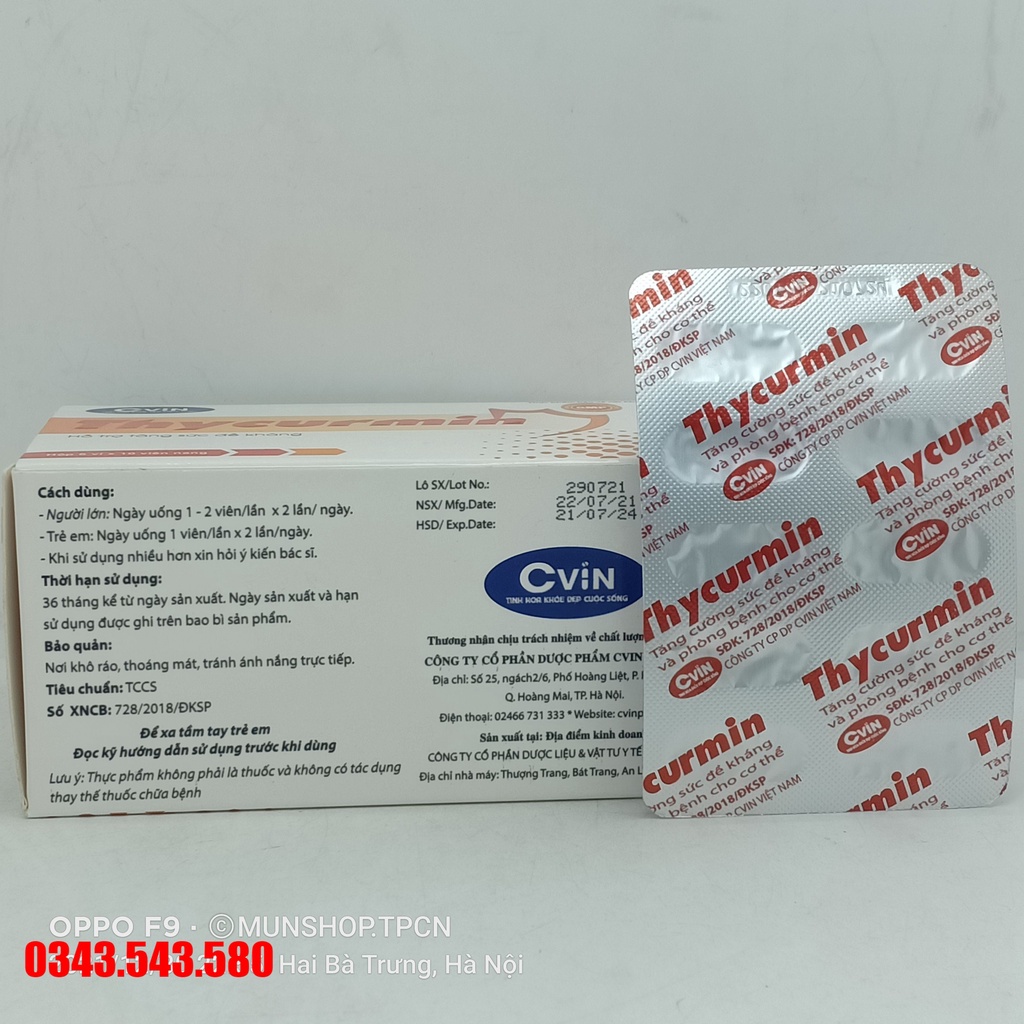 Thycurmin CVIN hộp 60 viên - hỗ trợ sức đề kháng