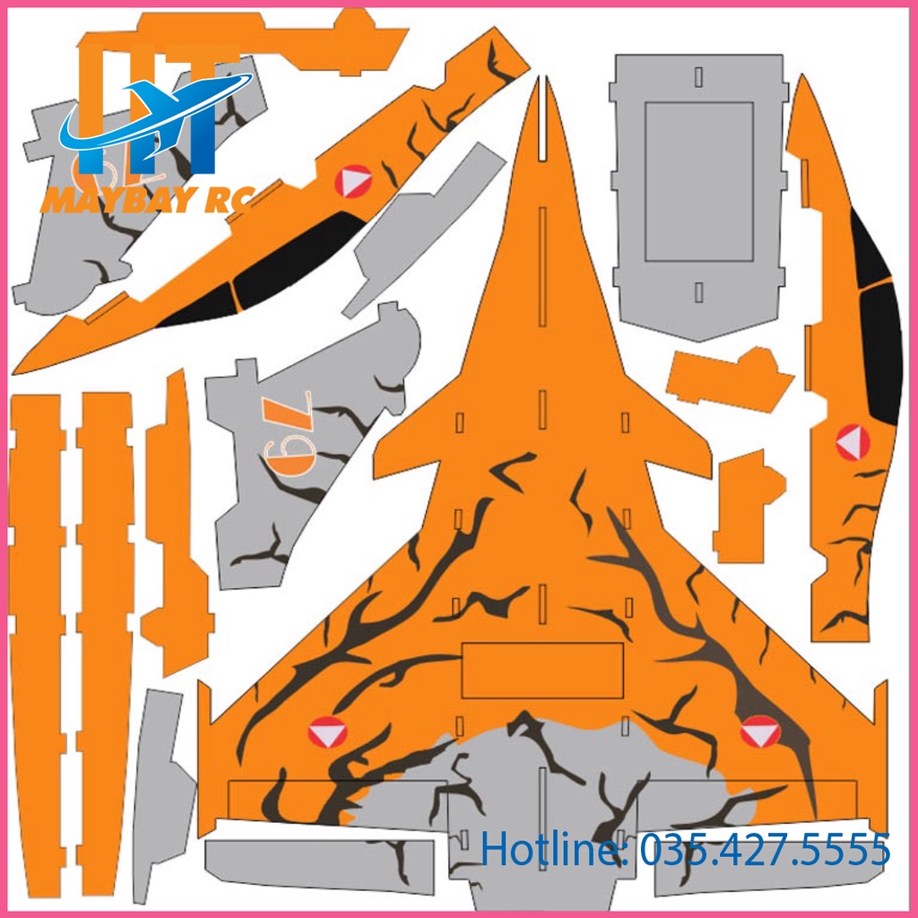 Decal Máy bay chiến đấu Rafale flat sải cánh 72cm