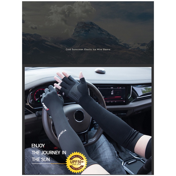 Kem Chống Nắng Chống Tia UV Găng Tay Nam Bảo Vệ Cánh Tay Tay Mùa Hè Băng Lụa Tay Lái Xe Đi Chống Trơn Trượt Câu Cá Băng Giá Tay nửa Ngón