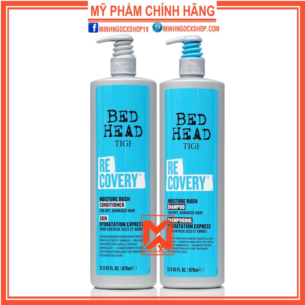 Dầu gội tigi xanh dương - dầu gội xả phục hồi độ ẩm tức thì TIGI RECOVERY MOISTURE RUSH 970ml chính hãng