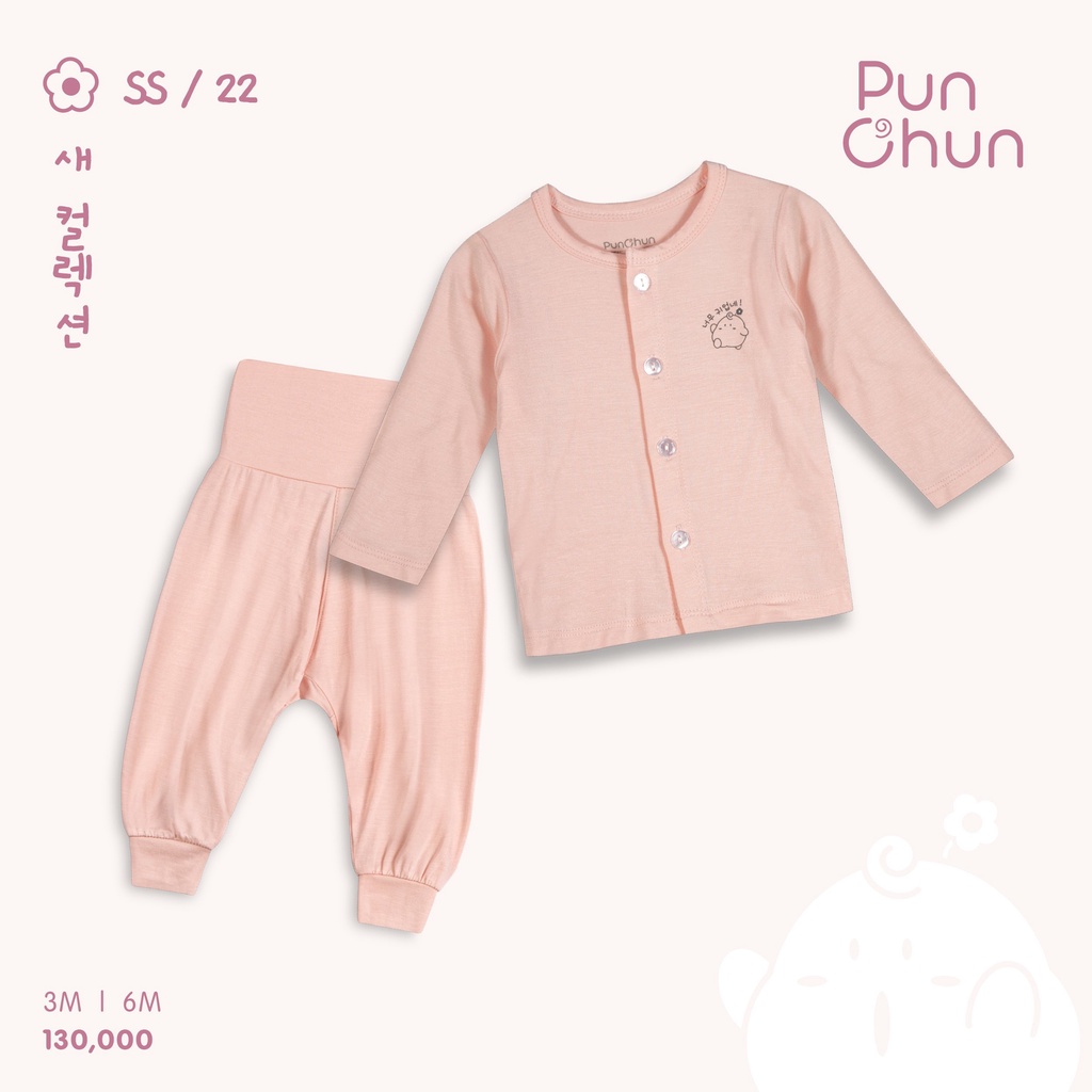 Bộ Quần Áo Dài Punchun Quần Cạp Cao Màu Paster - Quần Áo Sơ Sinh, Bé Trai, Bé Gái, Newborn