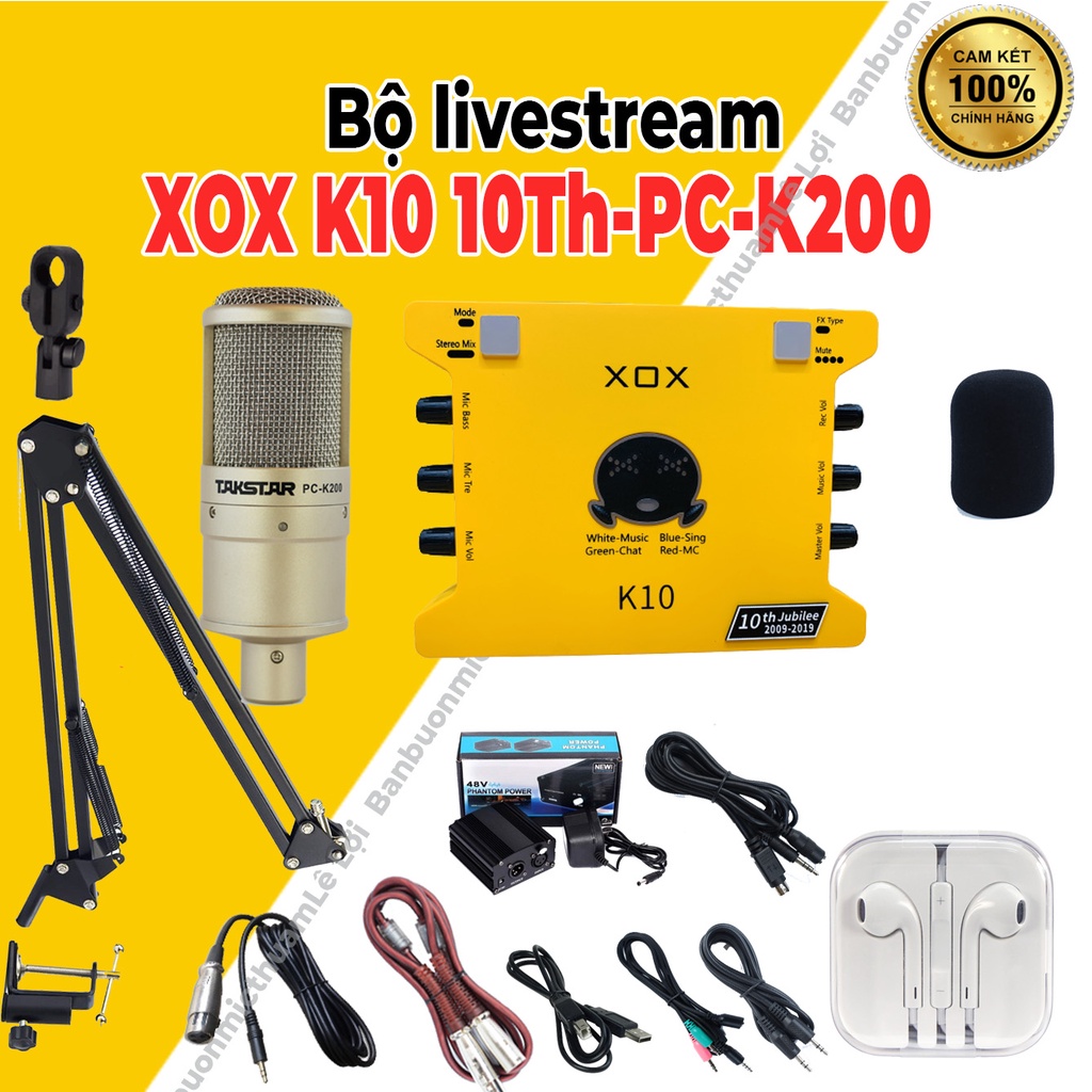 Mic Thu Âm Micro Livestream Trọn Bộ Soundcard XOX K10 2020 & Mic TAKSTAR PC K200 ⚡BH 1 NĂM⚡ Thu Âm Điện Thoại