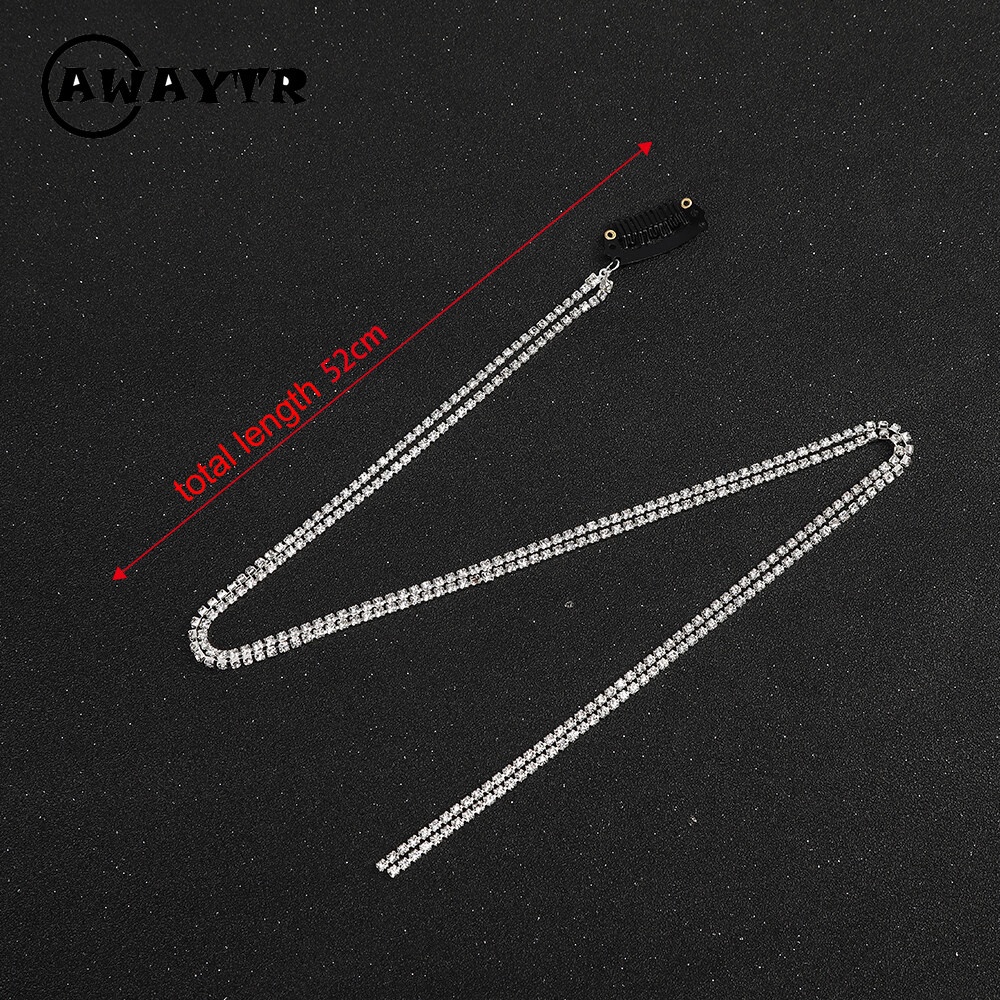 Kẹp Tóc Dạng Dây Xích Đính Đá Pha Lê Lấp Lánh Thời Trang Hàn Quốc Cho Nữ