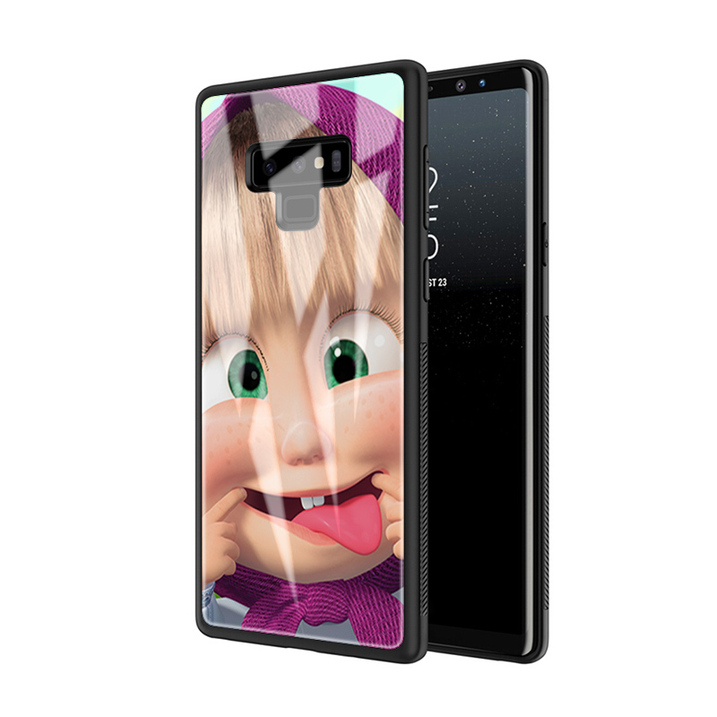 Ốp lưng điện thoại Samsung Note 8 9 10 S7 Edge S8 S9 S10 S20 Ultra Lite Plus D59 hình Cô bé Masha và chú Gấu xiếc