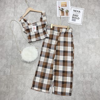 SET ÁO 2 DÂY LIỀN QUẦN CARO