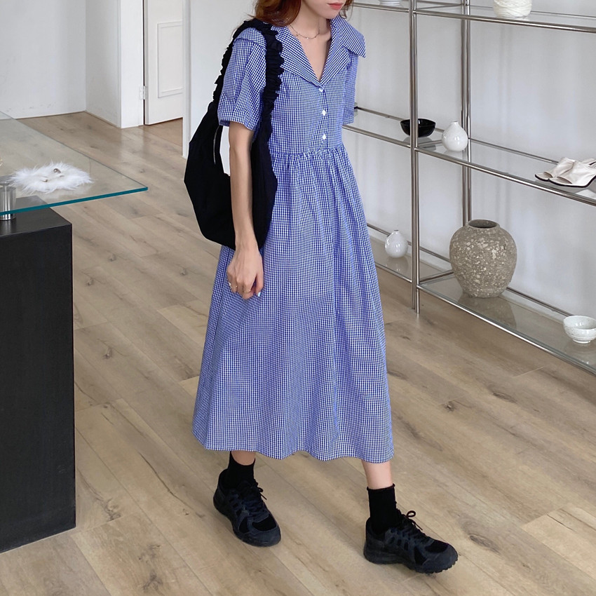 Đầm Thời Trang Tay Ngắn Họa Tiết Kẻ Sọc Thanh Lịch 41399 | BigBuy360 - bigbuy360.vn