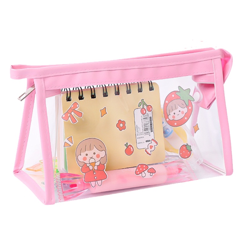 Túi đựng bút bằng PVC trong suốt hình tam giác in họa tiết dễ thương