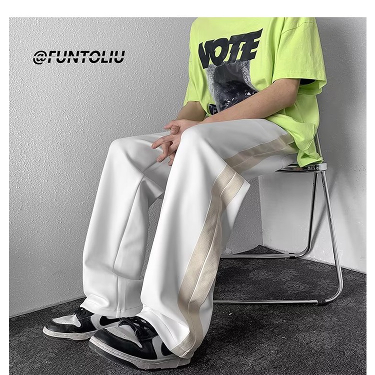 Quần ống rộng Họa Tiết Kẻ Sọc Phong Cách Nhật Bản Thời Trang Cho Nam size M-3XL