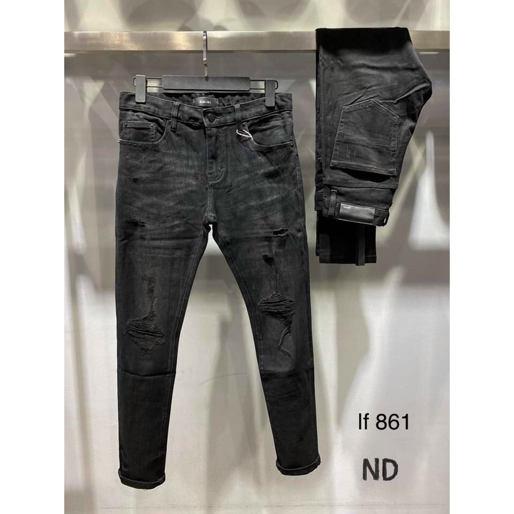 Quần bò côn nam Amirii rách nhẹ, Quần jeans côn amiri màu đen rách nhẹ hàng quảng châu