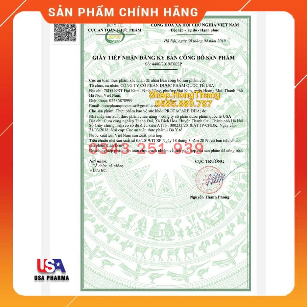 [Viên uống] PROTACARE DHA BỔ SUNG CANXI VÀ vitamin cho mẹ bầu trước và sau sinh | USA Pharma