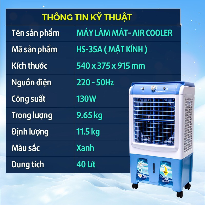 [ FREESHIP - DEAL SOCK ] QUẠT ĐIỀU HOÀ LÀM MÁT HƠI NƯỚC TẶNG 2 ĐÁ KHÔ CÓ BÁNH XE/ QUẠT ĐIỀU HOÀ HƠI NƯỚC HS-35A | BigBuy360 - bigbuy360.vn