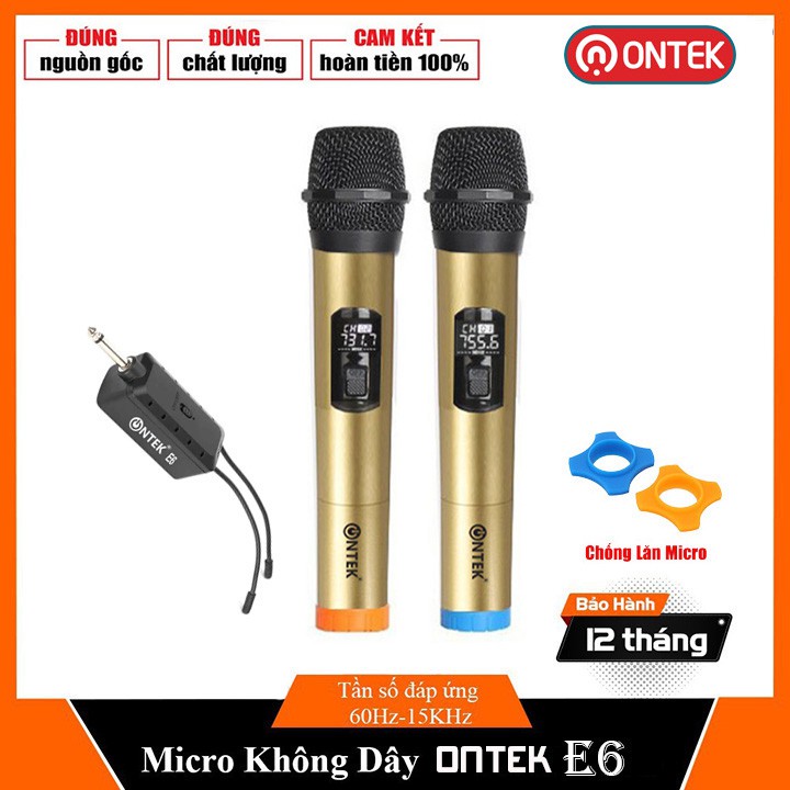 Bộ Micro KARAOKE không dây Chính hãng Ontekco E6/ E8/ MV02  - Chuyên Dụng cho Loa kéo, amply, gia đình - Bảo hành 1